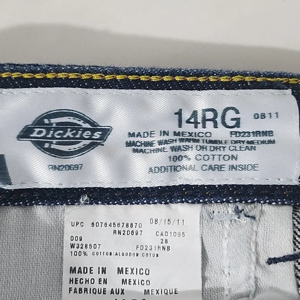 Dickies Womens Straight Leg Jeans Size 14RG Blue Denim Pants Casual